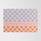 Checkered Triplet Mixed Check Pattern in Pastel Pink and Light Orange Rug Gallery Image 2