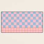 Checkered Triplet Mixed Check Pattern in Pastel Pink and Light Orange Desk Mat Gallery Image 3
