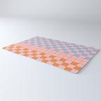 Checkered Triplet Mixed Check Pattern in Pastel Pink and Light Orange Rug Gallery Image 3