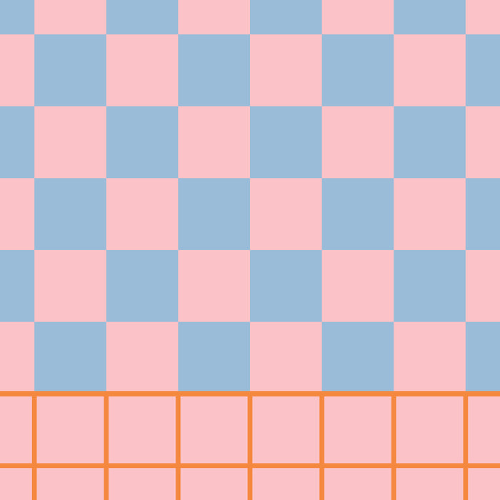 Checkered Triplet Mixed Check Pattern in Pastel Pink and Light Orange Coffee Mug Gallery Image 2