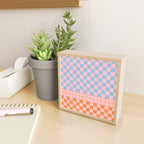 Checkered Triplet Mixed Check Pattern in Pastel Pink and Light Orange Mini Art Print Gallery Image 2