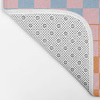 Checkered Triplet Mixed Check Pattern in Pastel Pink and Light Orange Bath Mat Gallery Image 2