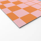 Checkered Triplet Mixed Check Pattern in Pastel Pink and Light Orange Welcome Mat Gallery Image 2