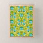 Turquoise and Green Leaves 1960s Retro Vintage Pattern Mini Art Print Gallery Image 1