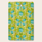 Turquoise and Green Leaves 1960s Retro Vintage Pattern Cutting Board Gallery Image 1