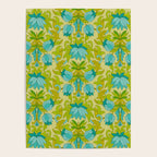Turquoise and Green Leaves 1960s Retro Vintage Pattern Poster Gallery Image 4