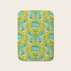Turquoise and Green Leaves 1960s Retro Vintage Pattern Bath Mat Gallery Image 1