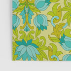 Turquoise and Green Leaves 1960s Retro Vintage Pattern Poster Gallery Image 3