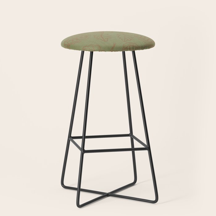 Block Print Pomegranate in Olive Stool Gallery Image 1