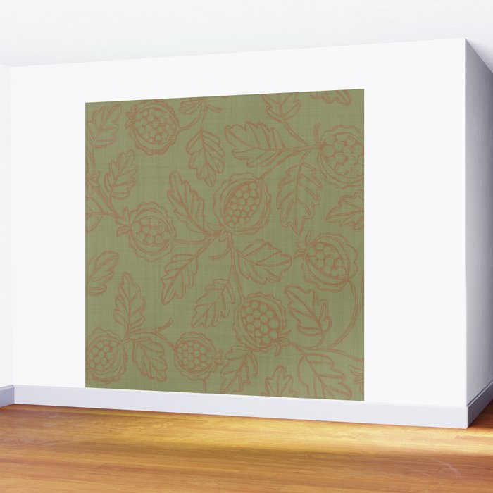 Block Print Pomegranate in Olive Wall Mural Gallery Image 2
