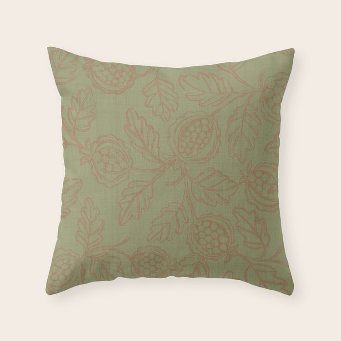 Block Print Pomegranate in Olive Throw Pillow Gallery Image 6