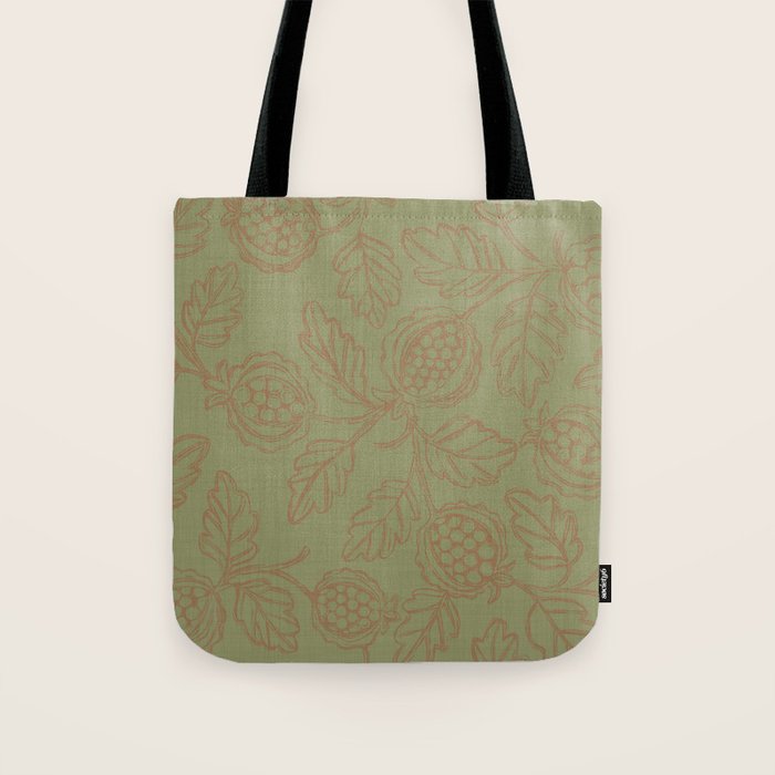 Block Print Pomegranate in Olive Tote Bag Gallery Image 1