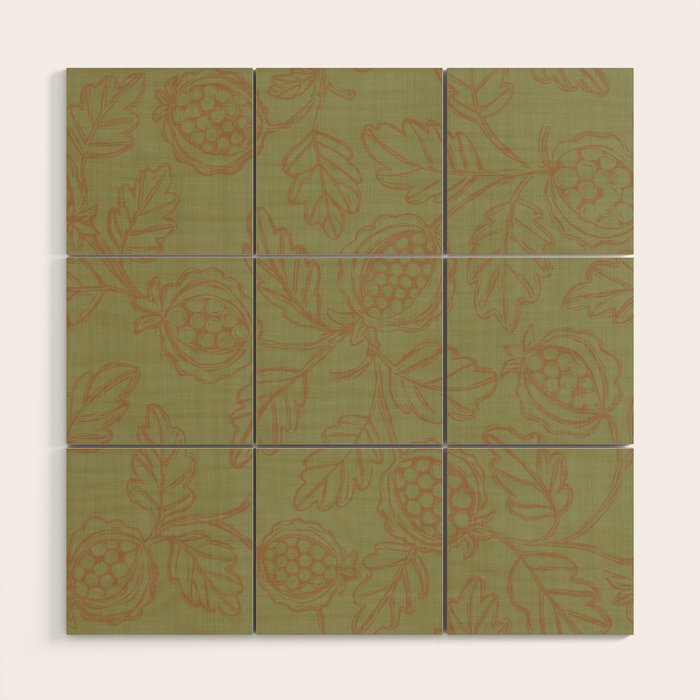 Block Print Pomegranate in Olive Wood Wall Art Gallery Image 1