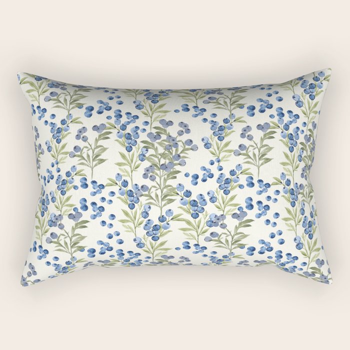 âWild Blueberryâ - Botanical Pattern Rectangular Pillow Gallery Image 1