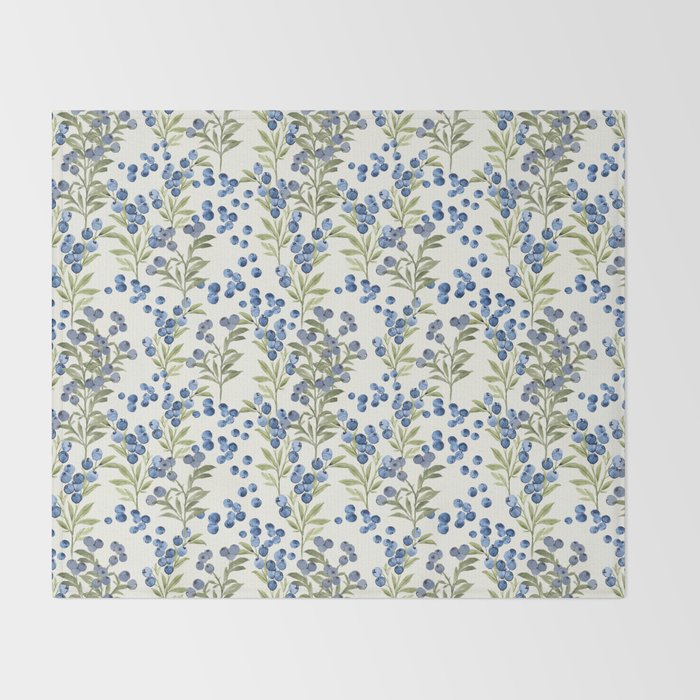âWild Blueberryâ - Botanical Pattern Throw Blanket Gallery Image 2