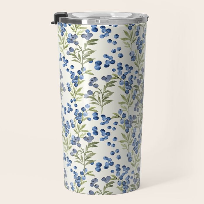 âWild Blueberryâ - Botanical Pattern Travel Mug Gallery Image 3