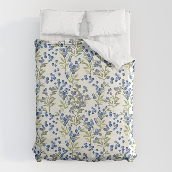 âWild Blueberryâ - Botanical Pattern Duvet Cover Gallery Image 1