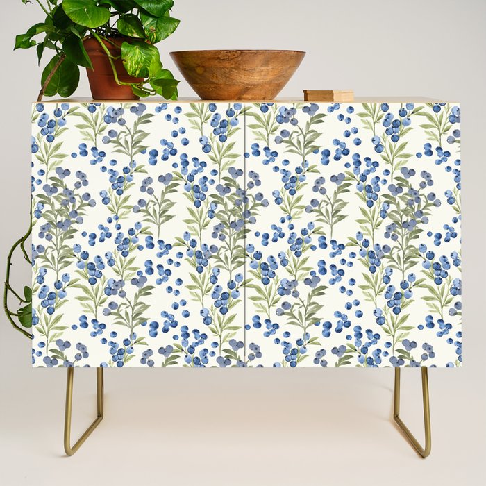 âWild Blueberryâ - Botanical Pattern Credenza Gallery Image 1