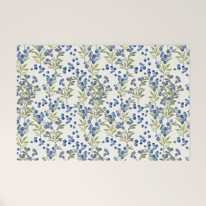âWild Blueberryâ - Botanical Pattern Welcome Mat Gallery Image 1