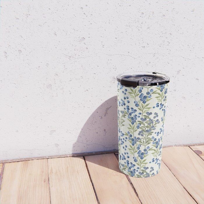 âWild Blueberryâ - Botanical Pattern Travel Mug Gallery Image 4