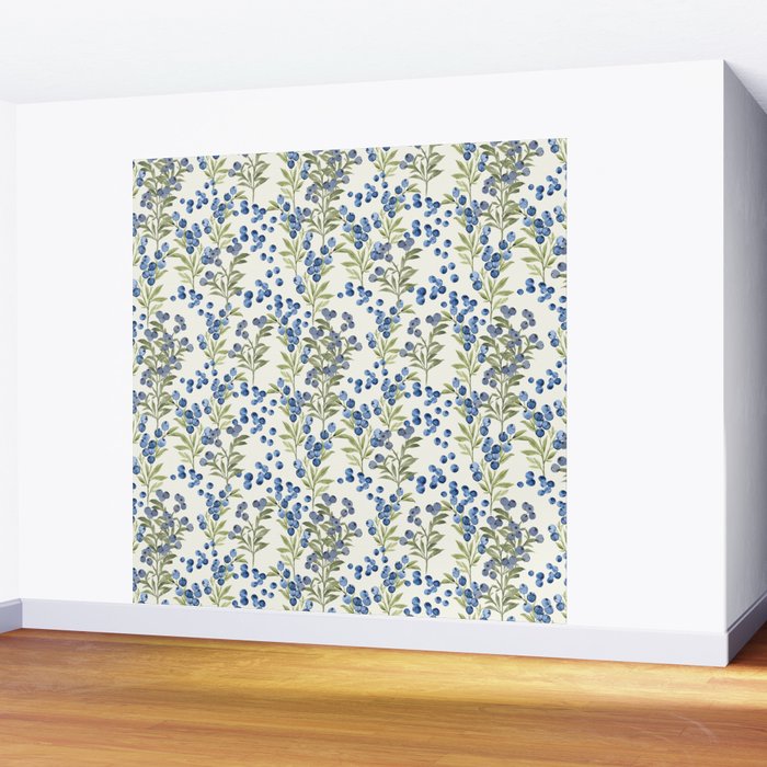âWild Blueberryâ - Botanical Pattern Wall Mural Gallery Image 2