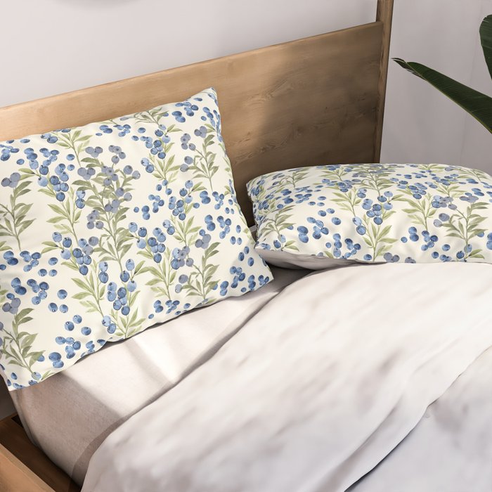 âWild Blueberryâ - Botanical Pattern Pillow Sham Gallery Image 2