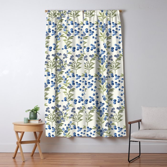 âWild Blueberryâ - Botanical Pattern Window Curtain Gallery Image 5