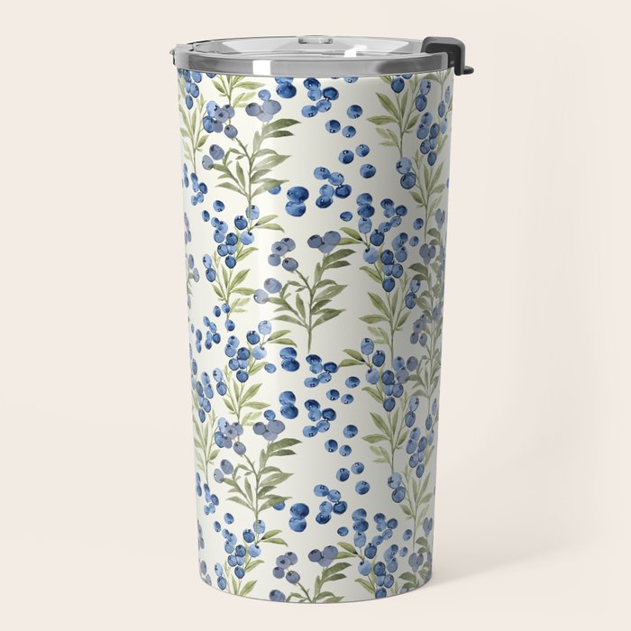 âWild Blueberryâ - Botanical Pattern Travel Mug Gallery Image 2