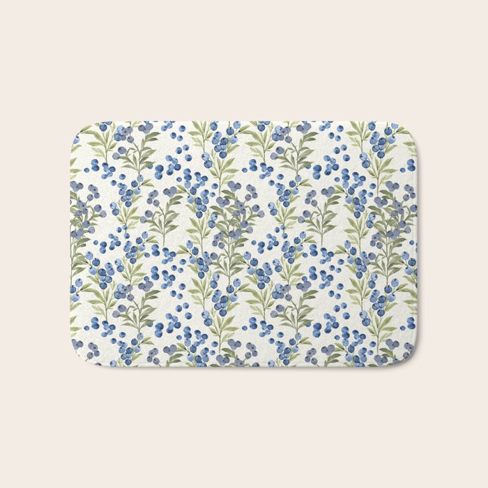 âWild Blueberryâ - Botanical Pattern Bath Mat Gallery Image 1