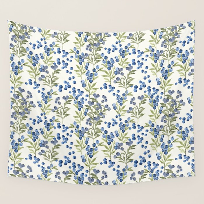 âWild Blueberryâ - Botanical Pattern Wall Tapestry Gallery Image 4