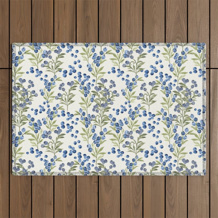 âWild Blueberryâ - Botanical Pattern Outdoor Rug Gallery Image 1