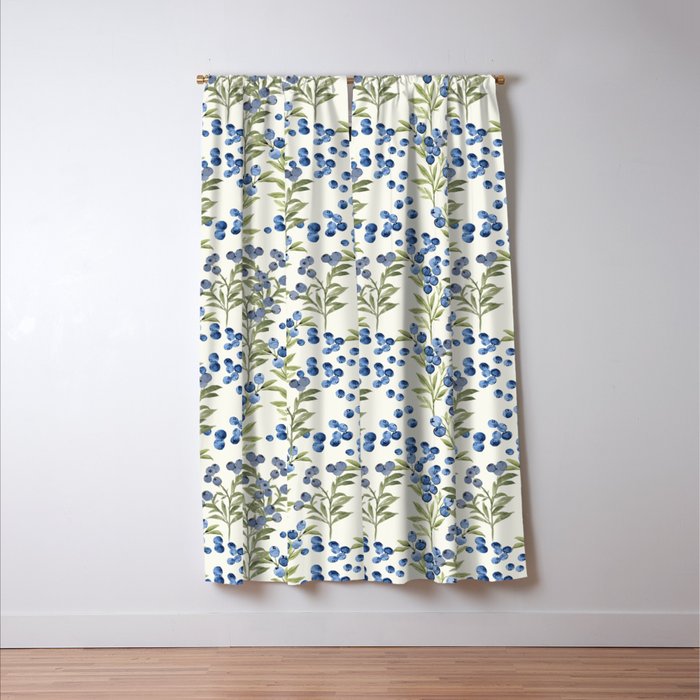 âWild Blueberryâ - Botanical Pattern Window Curtain Gallery Image 3