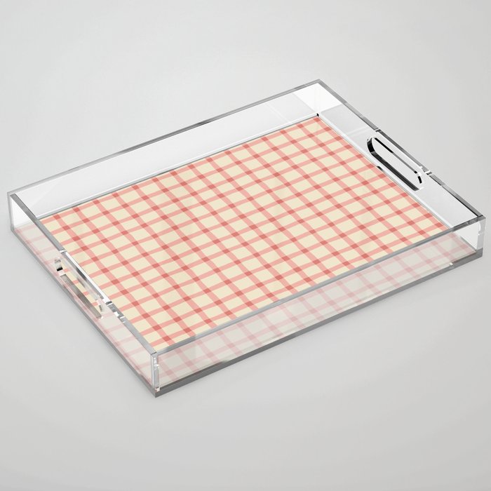 Strawberry Gingham Pattern Acrylic Tray Gallery Image 1