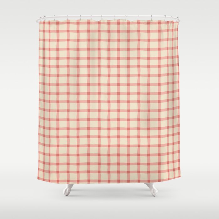 Strawberry Gingham Pattern Shower Curtain Gallery Image 1