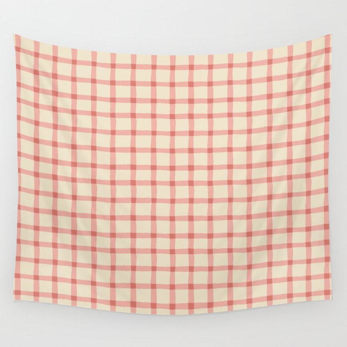 Strawberry Gingham Pattern Wall Tapestry Gallery Image 4