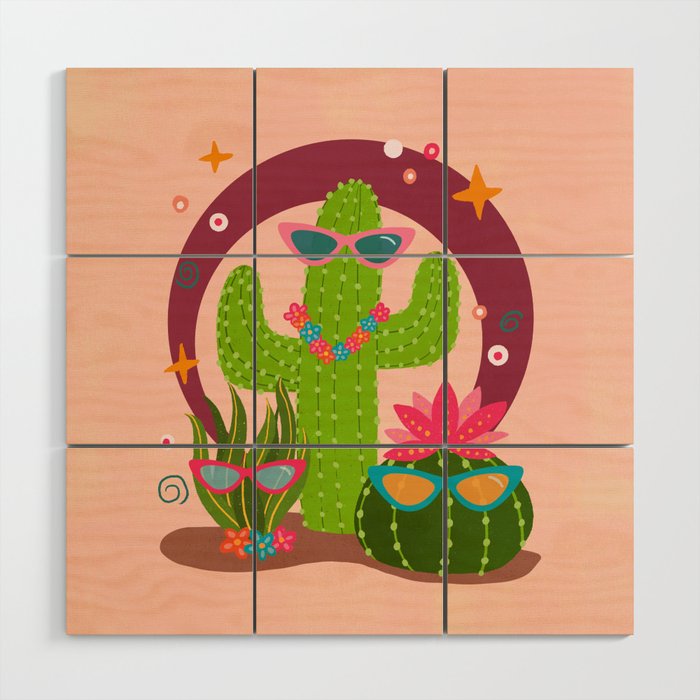 Cactus fiesta Wood Wall Art Gallery Image 1