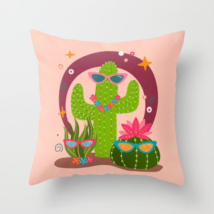 Cactus fiesta Throw Pillow Gallery Image 1