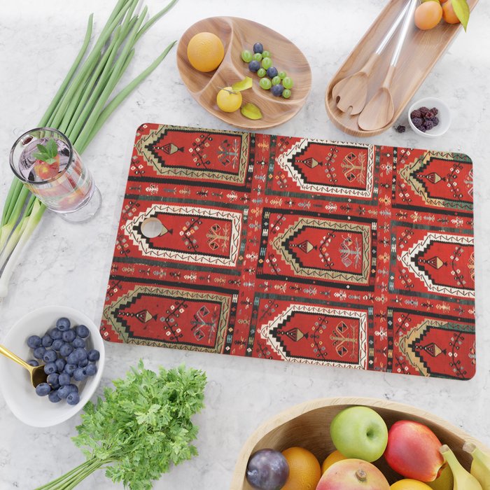 Vintage Bulgarian Niche Rug Print Cutting Board Gallery Image 2