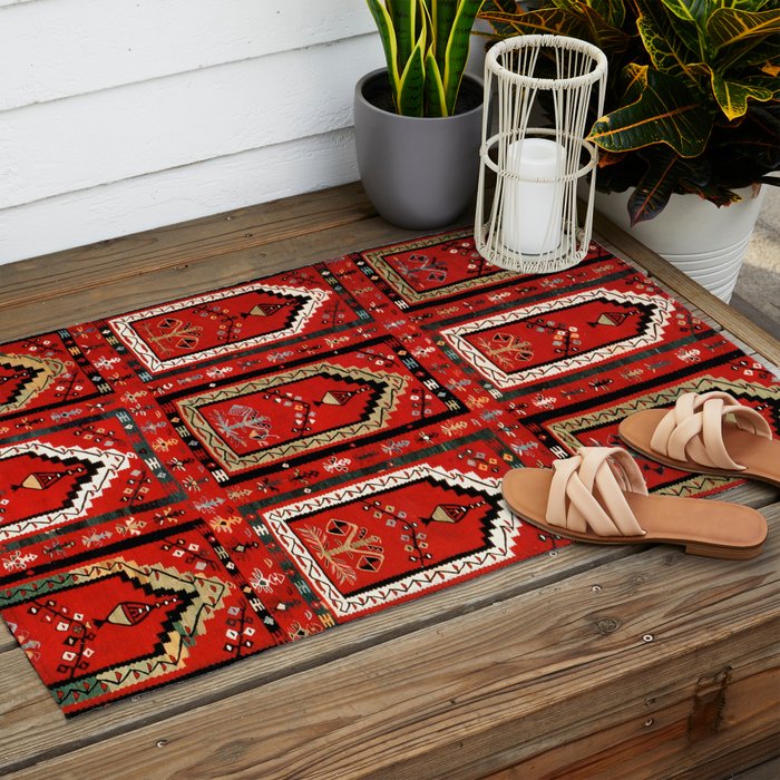 Vintage Bulgarian Niche Rug Print Outdoor Rug Gallery Image 2