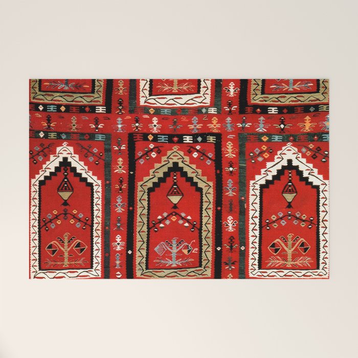 Vintage Bulgarian Niche Rug Print Welcome Mat Gallery Image 1