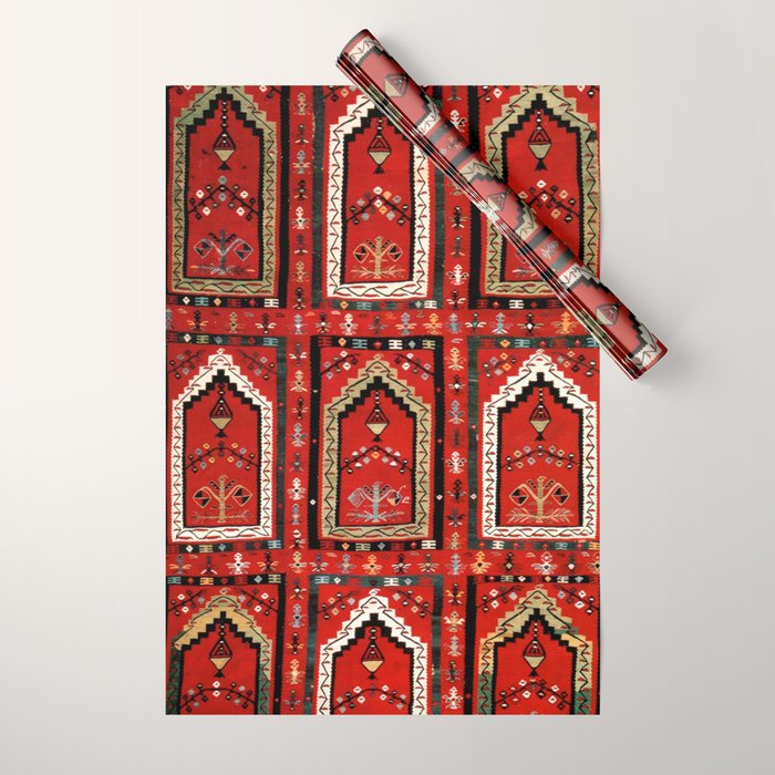 Vintage Bulgarian Niche Rug Print Wrapping Paper Gallery Image 1