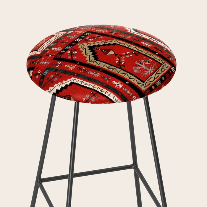 Vintage Bulgarian Niche Rug Print Stool Gallery Image 2