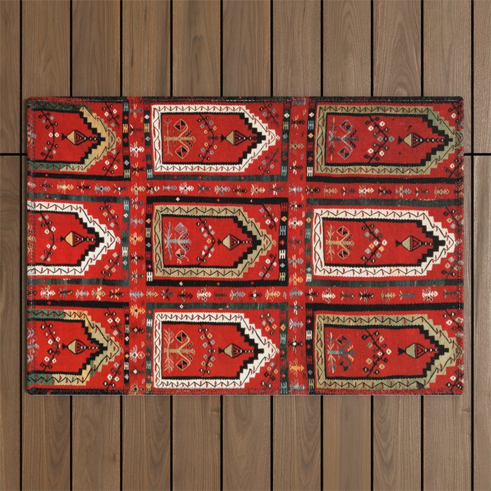 Vintage Bulgarian Niche Rug Print Outdoor Rug Gallery Image 1