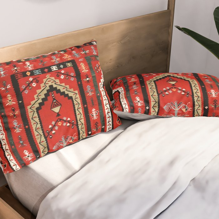 Vintage Bulgarian Niche Rug Print Pillow Sham Gallery Image 2