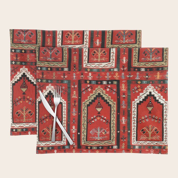 Vintage Bulgarian Niche Rug Print Placemat Gallery Image 1