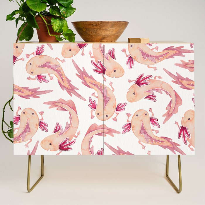 Mexican Axolotls Watercolor Credenza Gallery Image 1
