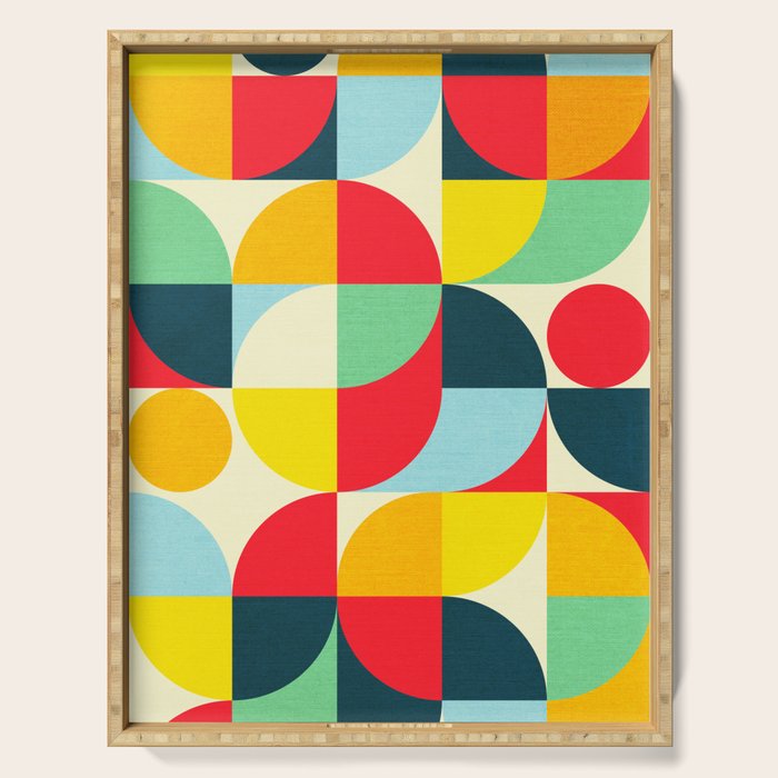 Mid Century Bauhaus Geometric Pattern Serving Tray Gallery Image 1