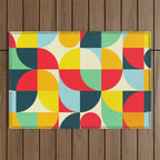 Mid Century Bauhaus Geometric Pattern Outdoor Rug Gallery Image 1