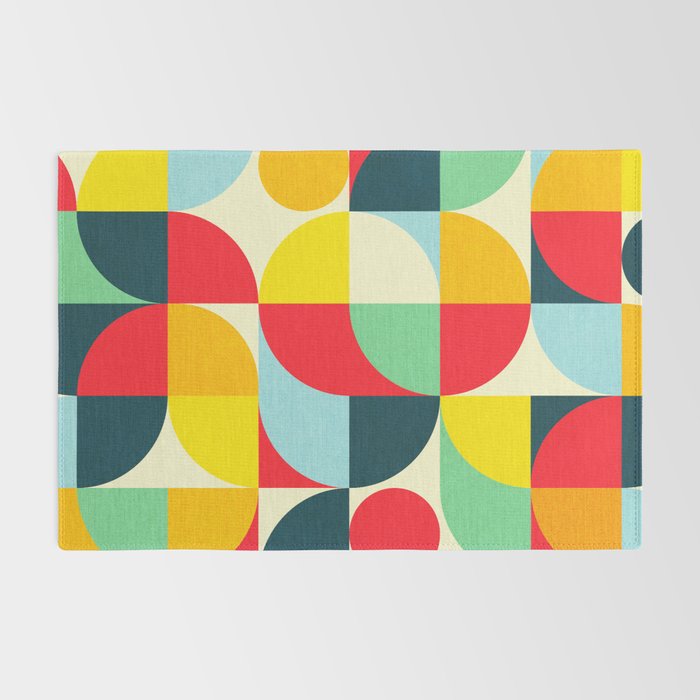 Mid Century Bauhaus Geometric Pattern Rug Gallery Image 2