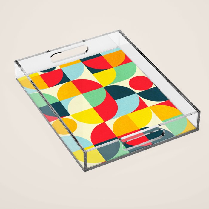 Mid Century Bauhaus Geometric Pattern Acrylic Tray Gallery Image 1